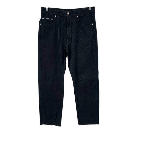 Boss Hugo Boss Jeans Size 34x32 Alabama Straight Leg Solid Black Cotton Casual - Picture 1 of 8